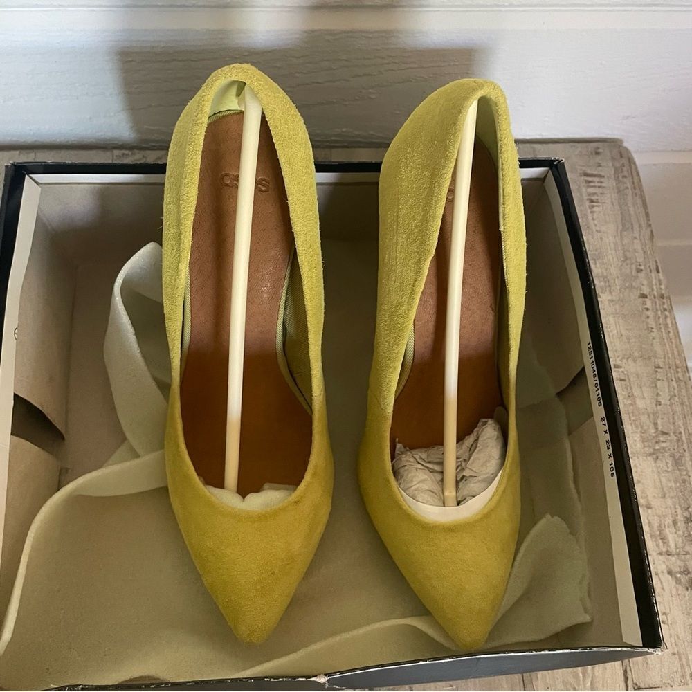ASOS Lime Green Suede Pointed Toe High Heel Shoes Size 6 - Picture 3 of 13